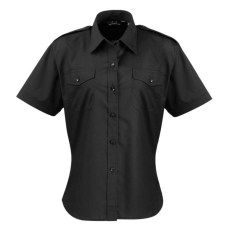 Premier Női blúz Premier PR312 Women'S Short Sleeve pilot Shirt -XS, Black