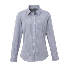 Premier Női blúz Premier PR320 Women&#039;S Long Sleeve Gingham Microcheck Shirt -3XL, Navy/White blúz