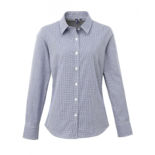 Premier Női blúz Premier PR320 Women&#039;S Long Sleeve Gingham Microcheck Shirt -XS, Navy/White blúz