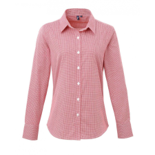 Premier Női blúz Premier PR320 Women&#039;S Long Sleeve Gingham Microcheck Shirt -XS, Red/White blúz