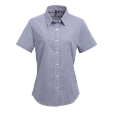 Premier Női blúz Premier PR321 Women&#039;S Short Sleeve Gingham Microcheck Shirt -3XL, Navy/White blúz