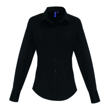 Premier Női blúz Premier PR344 Women'S Stretch-Fit Cotton poplin Long Sleeve Shirt -3XL, Black