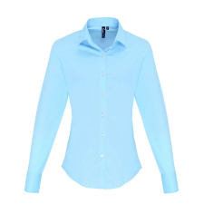 Premier Női blúz Premier PR344 Women&#039;S Stretch-Fit Cotton poplin Long Sleeve Shirt -S, Pale Blue blúz