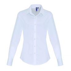 Premier Női blúz Premier PR344 Women'S Stretch-Fit Cotton poplin Long Sleeve Shirt -XL, White