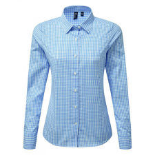 Premier Női blúz Premier PR352 Maxton&#039; Check Women&#039;S Long Sleeve Shirt -2XL, Light Blue/White blúz