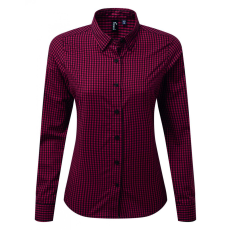 Premier Női blúz Premier PR352 Maxton' Check Women'S Long Sleeve Shirt -L, Black/Red