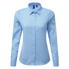 Premier Női blúz Premier PR352 Maxton' Check Women'S Long Sleeve Shirt -L, Light Blue/White
