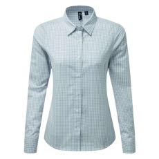 Premier Női blúz Premier PR352 Maxton' Check Women'S Long Sleeve Shirt -XS, Silver/White