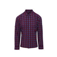 Premier Női blúz Premier PR356 Sidehill&#039; Check - Women&#039;S Long Sleeve Cotton Shirt -2XL, Navy/Red blúz