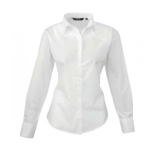 Premier Női Premier PR300 Women'S Long Sleeve poplin Blouse -XXS, White blúz