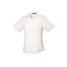 Premier Női Premier PR302 Women'S Short Sleeve poplin Blouse -3XL, White