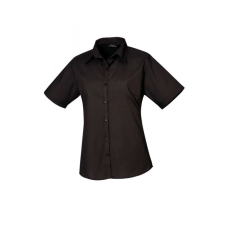 Premier Női Premier PR302 Women&#039;S Short Sleeve poplin Blouse -L, Black blúz