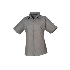 Premier Női Premier PR302 Women'S Short Sleeve poplin Blouse -XL, Dark Grey