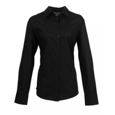 Premier Női Premier PR334 Women&#039;S Long Sleeve Signature Oxford Blouse -L, Black blúz