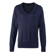 Premier Női Premier PR696 Women'S Knitted v-neck Sweater -5XL, Navy