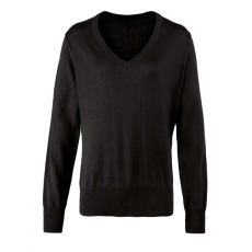 Premier Női Premier PR696 Women'S Knitted v-neck Sweater -XS, Black