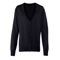 Premier Női Premier PR697 Women'S Button-Through Knitted Cardigan -3XL, Black