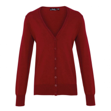 Premier Női Premier PR697 Women'S Button-Through Knitted Cardigan -5XL, Burgundy