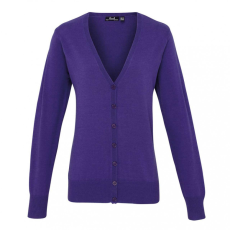 Premier Női Premier PR697 Women'S Button-Through Knitted Cardigan -M, Purple
