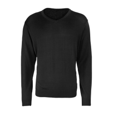 Premier PR694 V-nyakú finom kötésű férfi pulóver Premier, Black-S