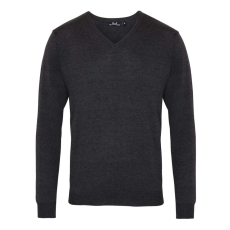 Premier PR694 V-nyakú finom kötésű férfi pulóver Premier, Charcoal-M
