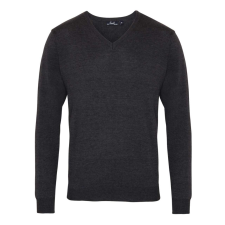 Premier PR694 V-nyakú finom kötésű férfi pulóver Premier, Charcoal-XXS férfi pulóver, kardigán