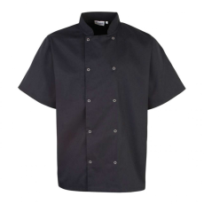 Premier Uniszex kabát Premier PR664 Chef'S Short Sleeve Stud Jacket -S, Black