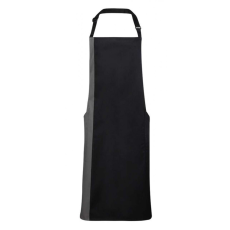 Premier Uniszex kötény Premier PR162 Colours Collection’ Contrast Bib Apron -Egy méret, Black/Dark Grey