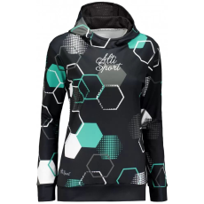  Prémium funkcionális női pulóver ALTISPORT VOJ/ALW037MI01 FEKETE/TÜRKIZ méret: XXXL