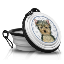  Prémium hordozható, összecsukható kisállat tál, yorkshire terrier mintás kutyatál