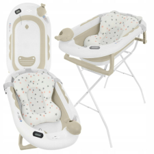 Premium Összecsukható kád hőmérővel és anatómiai támasztékkal + állvány - Ola Beige babaápolási kellék