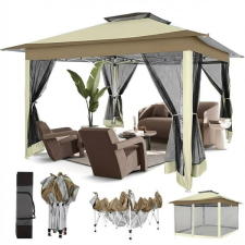 Prémium Összecsukható Kerti Pavilon és Partisátor Szúnyoghálóval (3x3m) - Khaki XH1000824-2 kerti bútor