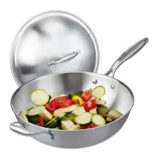  Prémium Rozsdamentes Acél Wok Fedővel - 32 cm edény