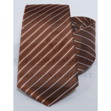  Prémium selyem nyakkendő - Rozsdabarna-fehér csíkos nyakkendő