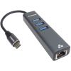 PremiumCord Adapter USB-C Gigabit 10/100/1000Mbps + 3x USB3.2 csatlakozó (ku31ether04)