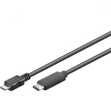 PremiumCord KU31CB1BK USB-C apa - MicroUSB-B apa 2.0 Adat és töltő kábel - Fekete (1m) kábel és adapter