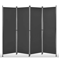 PremiumD Kültéri spanyolfal térelválasztó, harmonika paraván 170x215 cm fekete kerti bútor