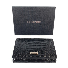 Prestige fekete, közepes, krokkó lakk bőr női pénztárca PRL54506 pénztárca