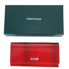Prestige piros krokkó lakk bőr, női hosszú belső keretes pénztárca PRL72032