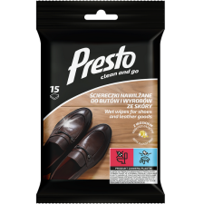 Presto univerzális nedves törlőkendő cipőhöz 15db-os kiszerelésben tisztító- és takarítószer, higiénia
