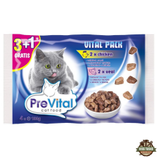 PreVital Alutasakos Macskaeledel 4x 100g ( 2db Csirke, 2db Borjú) Multipack macskaeledel