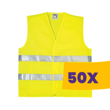 Prime Source Fluo jól láthatósági mellény, 2 keresztcsíkkal, Sárga (Karton - 50 db) láthatósági ruházat