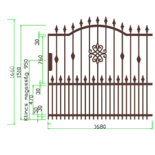 PRIMORA DALMA MÉRETRE ALAKÍTHATÓ KERÍTÉSELEM NAGYKAPU JOBB ÍVES BRONZ 1700X1610X25MM építőanyag