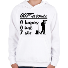 PRINTFASHION 007 ügynök horgász - Gyerek kapucnis pulóver - Fehér gyerek pulóver, kardigán