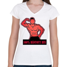PRINTFASHION 100% rántotthús - Női V-nyakú póló - Fehér női póló