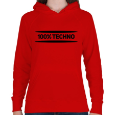 PRINTFASHION 100% techno - Női kapucnis pulóver - Piros női pulóver, kardigán