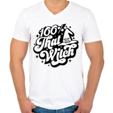 PRINTFASHION 100% that WITCH - Férfi V-nyakú póló - Fehér