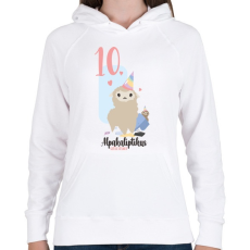 PRINTFASHION 10. Alpakaliptikus születésnap - Női kapucnis pulóver - Fehér