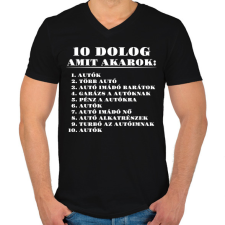 PRINTFASHION 10 dolog amit akarok - Férfi V-nyakú póló - Fekete férfi póló