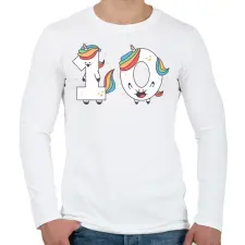 PRINTFASHION 10 éves unikornis - Férfi hosszú ujjú póló - Fehér férfi póló